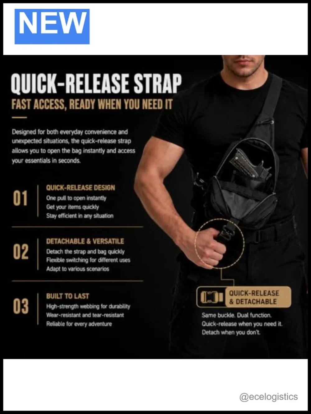 RFID Blocking Tactical Crossbody Sling Bag with MOLLE System